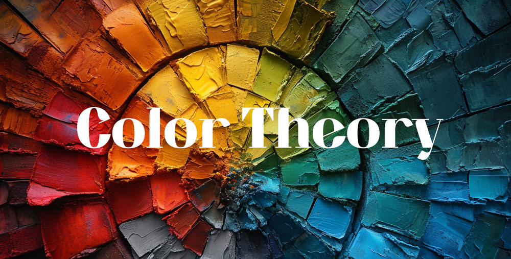 A color wheel made of thick, impasto paint strokes in a spectrum of colors.